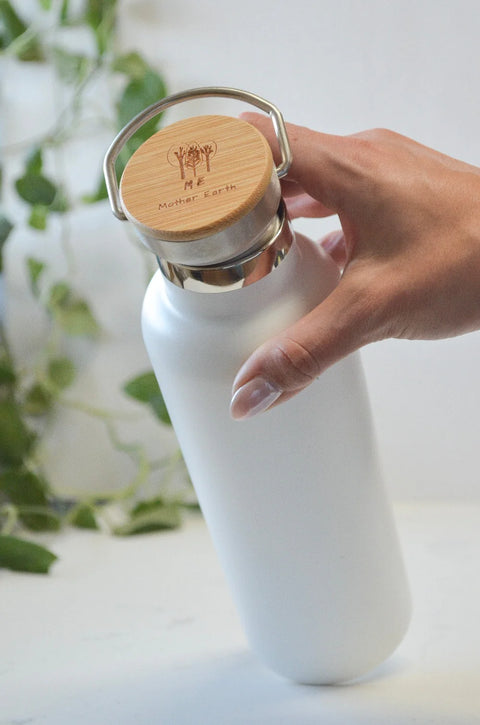 Stainless Steel Water Bottle with Bamboo Lid