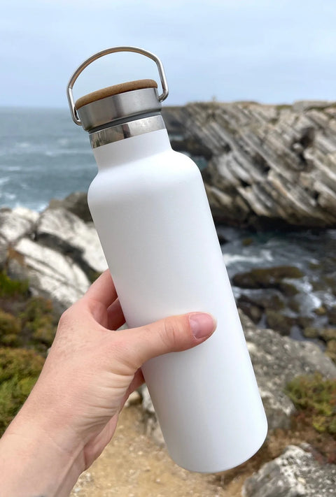 Stainless Steel Water Bottle with Bamboo Lid