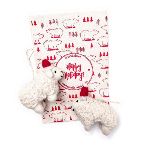 Santa's Sheep Eco Ornaments/Fresheners- Set of 2: With Bag